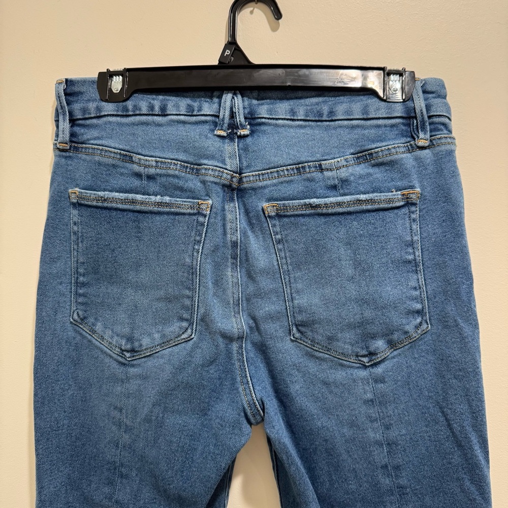 Good American Cropped Split Hem Flare Jeans Medium Wash Size 10/30 - Picture 9 of 13